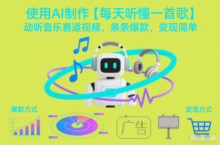 使用AI制作【每天听懂一首歌】动听音乐赛道视频，条条爆款，变现简单-知芽创业社