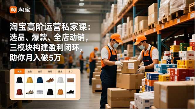淘宝高阶运营私家课：选品、爆款、全店动销，三模块构建盈利闭环，助你月入破5万-知芽创业社