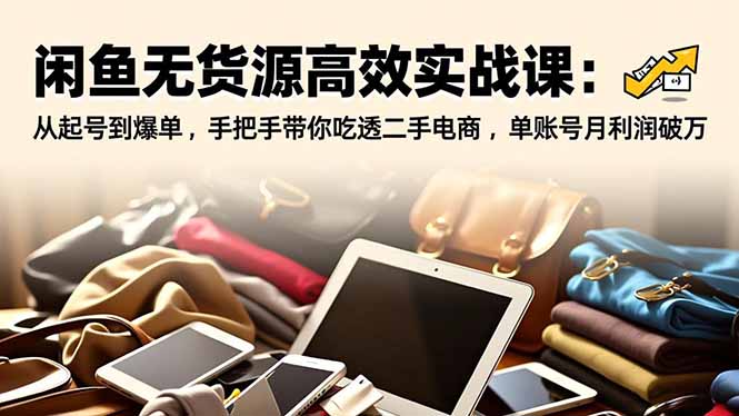 闲鱼无货源高效实战课：从起号到爆单，手把手带你吃透二手电商，单账号月利润破万-知芽创业社