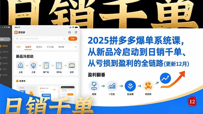 2025拼多多爆单系统课，从新品冷启动到日销千单、从亏损到盈利的全链路(更新12月-知芽创业社