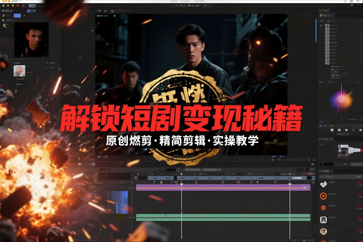 短剧拉新之原创燃剪精简剪辑实操课，解锁短剧变现秘籍-知芽创业社