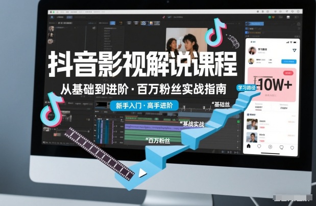 抖音百万粉丝影视解说课程，基础到进阶课，适合新手和进阶学习-知芽创业社