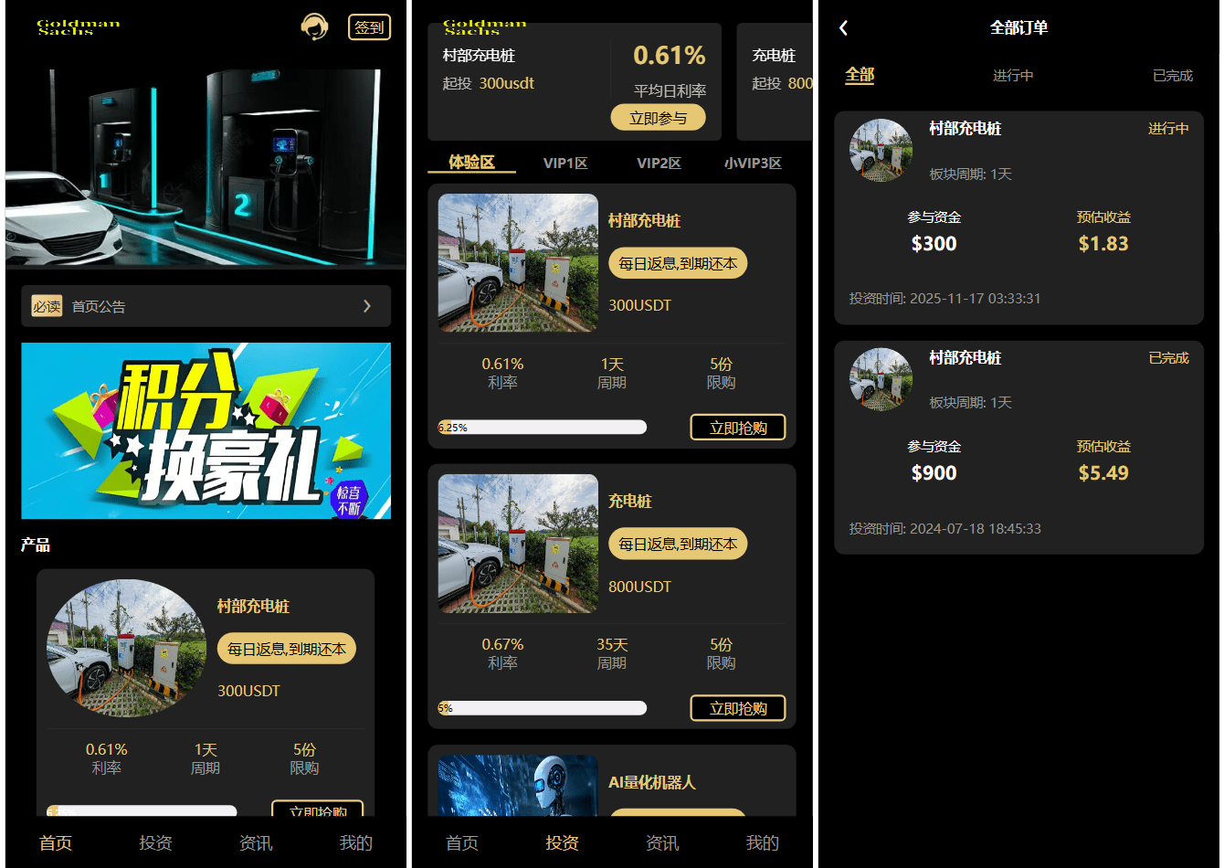 Fidelity充电桩投资理财系统源码-前端uniapp纯源码+后端PHP-知芽创业社