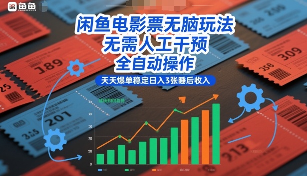 闲鱼电影票无脑玩法，无需人工干预，全自动操作，天天爆单稳定日入3张睡后收入【揭秘】-知芽创业社