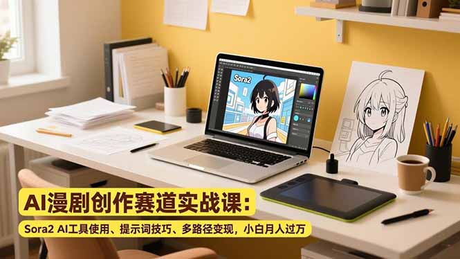 AI漫剧创作赛道实战课：Sora2 AI工具使用、提示词技巧、多路径变现，小白月入过万-知芽创业社