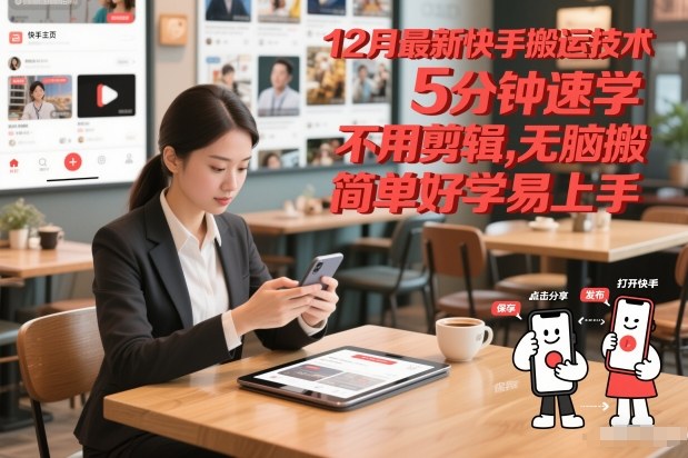12月最新快手搬运技术，5分钟速学，不用剪辑无脑搬，简单好学易上手-知芽创业社