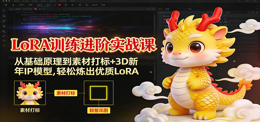 LoRA训练进阶实战课：从基础原理到素材打标+3D新年IP模型，轻松炼出优质LoRA-知芽创业社