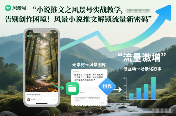 小说推文之风景号实战教学，告别创作困境！风景小说推文解锁流量新密码-知芽创业社