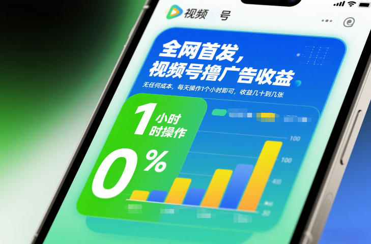 全网首发,视频号撸广告收益,无任何成本,每天操作1个小时即可,收益几十到几张-知芽创业社