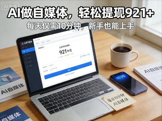 每天花费10分钟，头条号收益921+，用AI做自媒并不难【附视频教程】-知芽创业社
