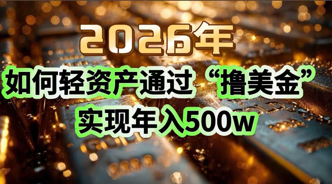 2026年如何轻资产通过“撸美金”实现年入500w-知芽创业社