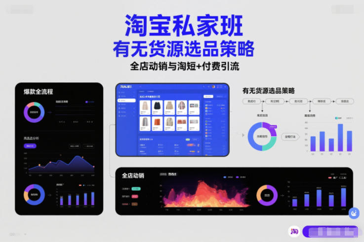 淘宝私家班，有无货源选品策略，高成功率爆款全流程打法，全店动销与淘短+付费引流(更新2026)-知芽创业社