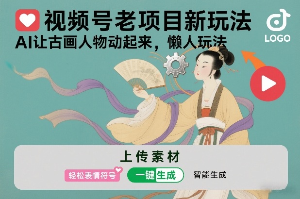 视频号老项目新玩法，AI让古画人物动起来，懒人玩法，附详细教程-知芽创业社