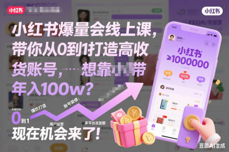小红书爆量会线上课，带你从0到1打造高收益带货账号，想靠小红书带货年入100w？现在机会来了！(更新)-知芽创业社
