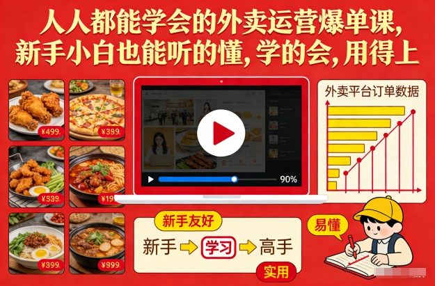 人人都能学会的外卖运营爆单课，新手小白也能听的懂，学的会，用得上-知芽创业社