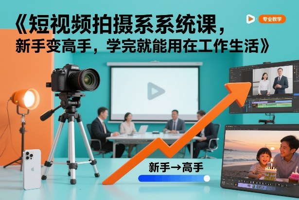短视频拍摄系统课，新手变高手，学完就能用在工作生活-知芽创业社