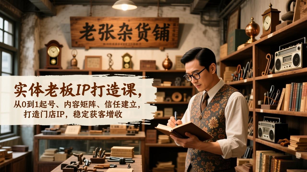 实体老板IP打造课，从0到1起号、内容矩阵、信任建立，打造门店IP，稳定获客增收-知芽创业社