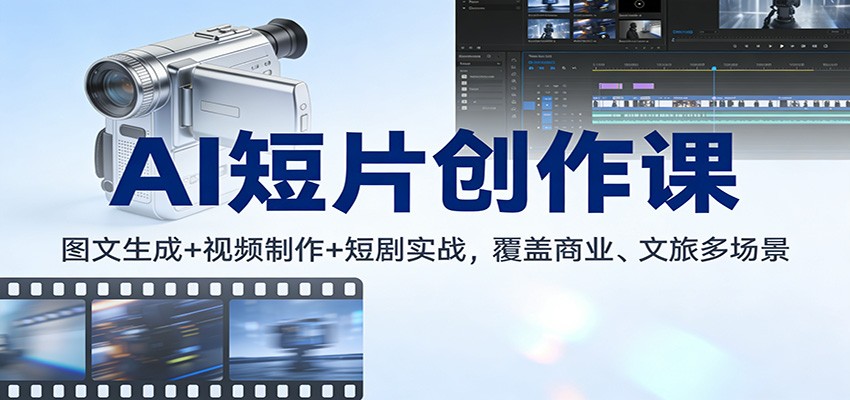 AI短片创作课：图文生成+ 视频制作+短剧实战，覆盖商业、 文旅多场景-知芽创业社