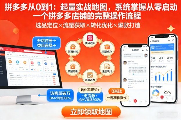 拼多多从0到1：起量实战地图，系统掌握从零启动一个拼多多店铺的完整操作流程-知芽创业社