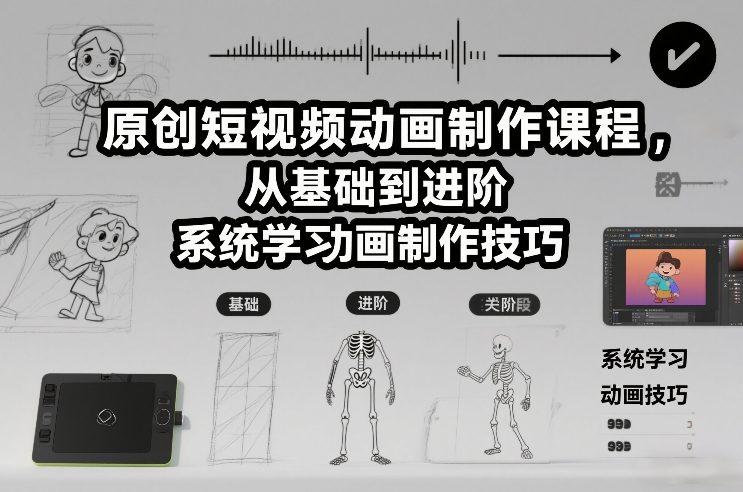 原创短视频动画制作课程，从基础到进阶，系统学习动画制作技巧-知芽创业社