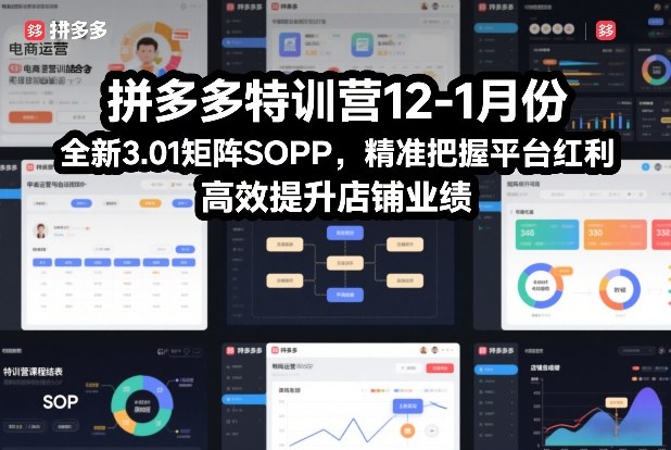 拼多多特训营12-1月份，全新3.01矩阵Sop，精准把握平台红利，高效提升店铺业绩-知芽创业社