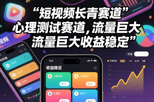 短视频长青赛道，心里测试赛道，流量巨大，收益稳定-知芽创业社