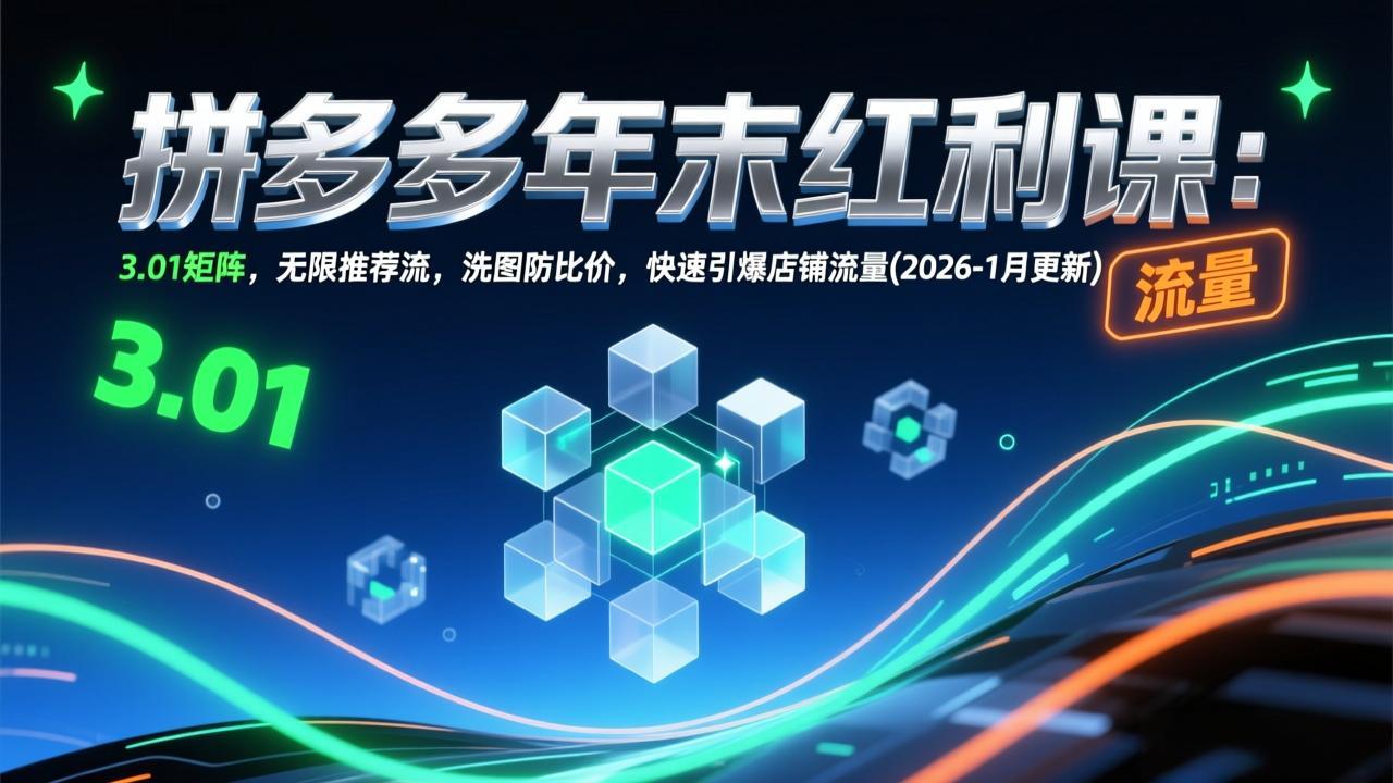拼多多年末红利课:3.01矩阵,无限推荐流,洗图防比价,快速引爆店铺流量(2026-1月更新-知芽创业社