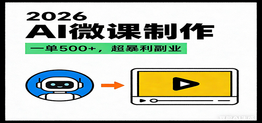 2026AI 风口最稳副业：微课代写制作，一单 500+，人人可做的蓝海项目-知芽创业社