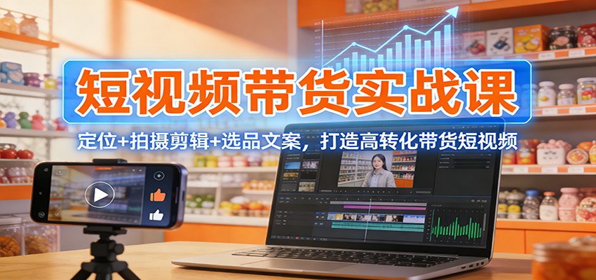 短视频带货实战课：定位+拍摄剪辑+选品文案，打造高转化带货短视频-知芽创业社