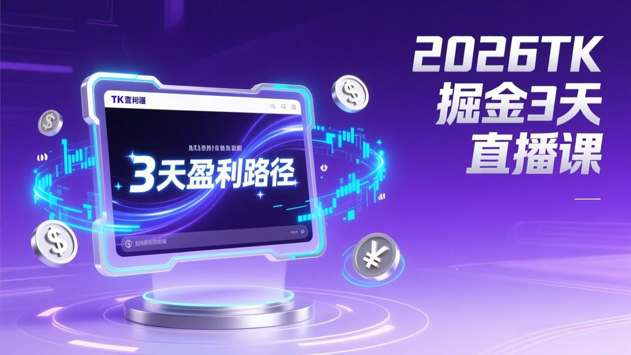 2026TK掘金直播课，起号涨粉+直播带货+商单变现+3天打通盈利路径，月入过万美金-知芽创业社
