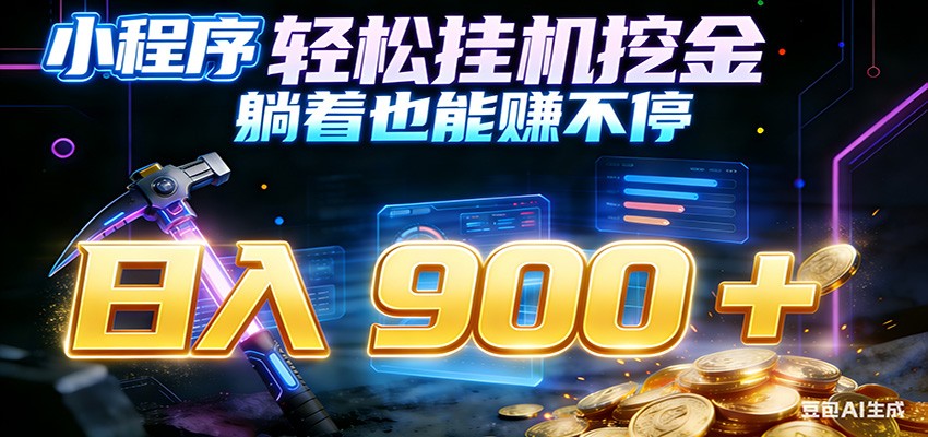 小程序挂机挖金，自动赚金币换现金，多号并行日入900+，轻松搞副业-知芽创业社
