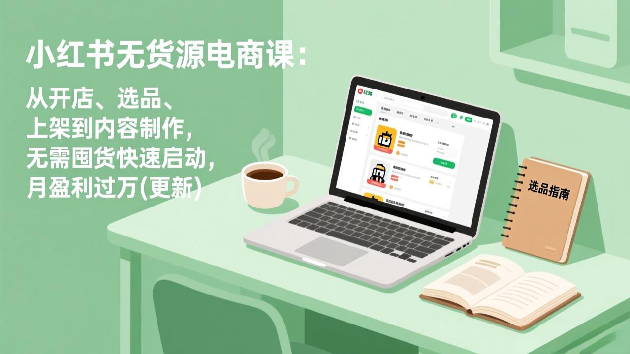 小红书无货源电商课：从开店、选品、上架到内容制作，无需囤货快速启动，月盈利过万(更新-知芽创业社