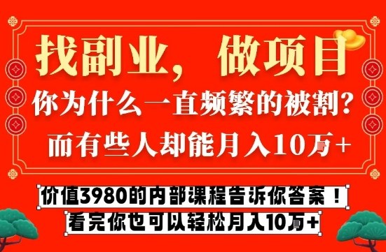 价值3980的网创内部课程，告诉你互联网创业月入10个W的秘密【揭秘】-知芽创业社