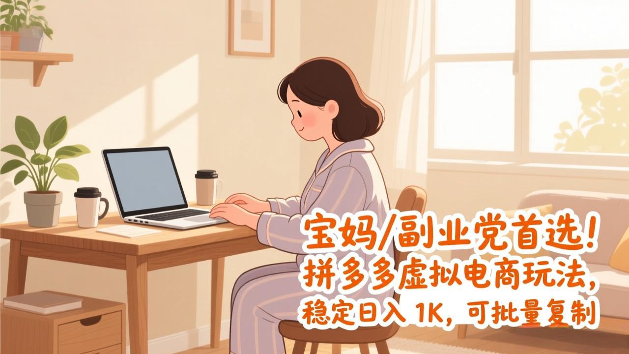 宝妈 / 副业党首选！拼多多虚拟电商玩法，稳定日入 1K，可批量复制-知芽创业社