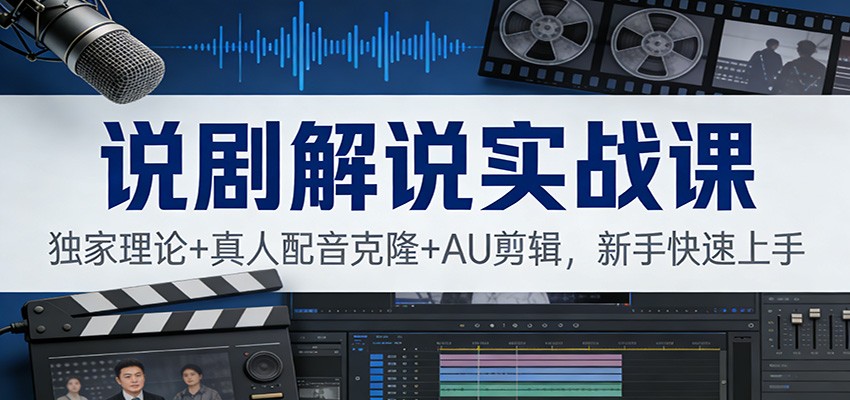 说剧解说实战课：独家理论+真人配音克隆+AU剪辑，新手快速上手-知芽创业社