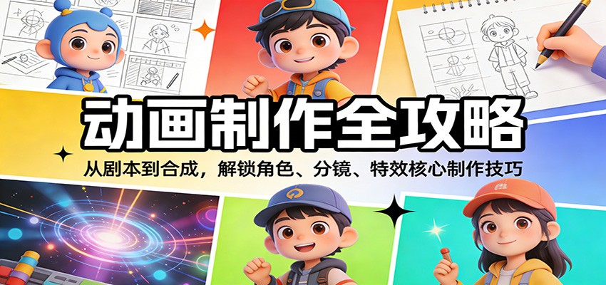 动画制作全攻略：从剧本到合成，解锁角色、分镜、特效核心制作技巧-知芽创业社