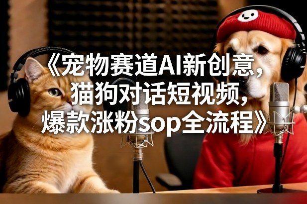 宠物赛道AI新创意，猫狗对话短视频，爆款涨粉sop全流程-知芽创业社