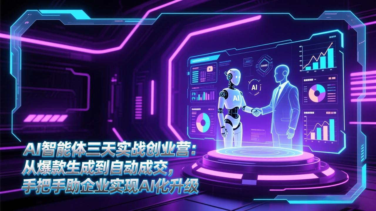 AI智能体三天实战创业营：从爆款生成到自动成交，手把手助企业实现AI化升级-知芽创业社