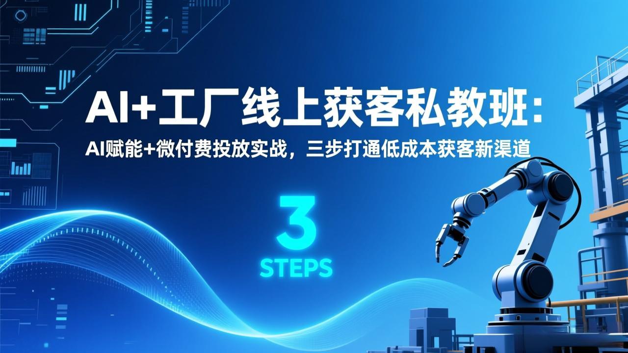 AI+工厂线上获客私教班：AI赋能+微付费投放实战，三步打通低成本获客新渠道-知芽创业社