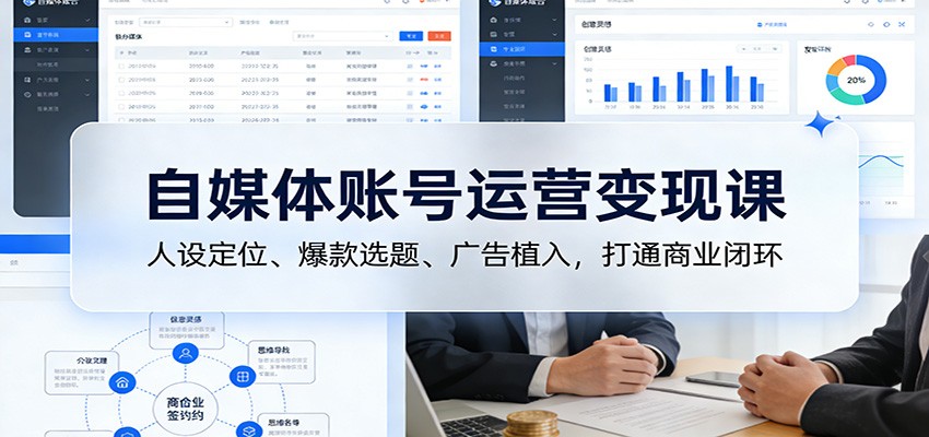 自媒体账号运营变现课：人设定位、爆款选题、广告植入，打通商业闭环-知芽创业社
