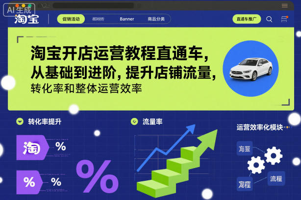 淘宝开店运营教程直通车，从基础到进阶，提升店铺流量，转化率和整体运营效率(更新26年1月)-知芽创业社