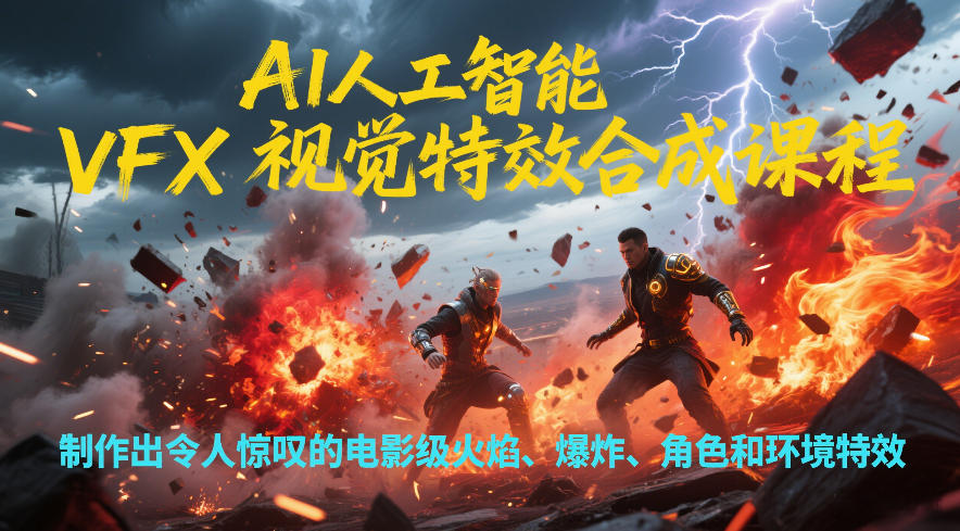AI人工智能VFX视觉特效合成课程，制作出令人惊叹的电影级火焰、爆炸、角色和环境特效-知芽创业社