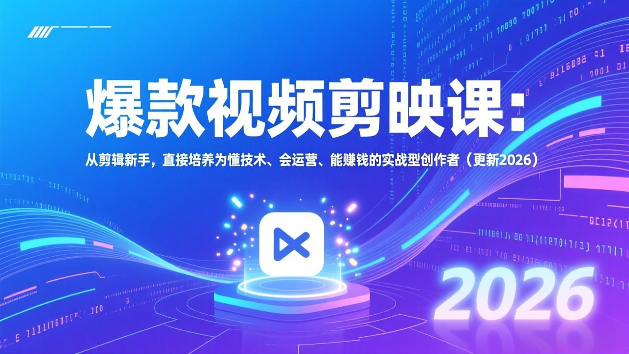 爆款视频剪映课：从剪辑新手，直接培养为懂技术、会运营、能赚钱的实战型创作者(更新2026-知芽创业社