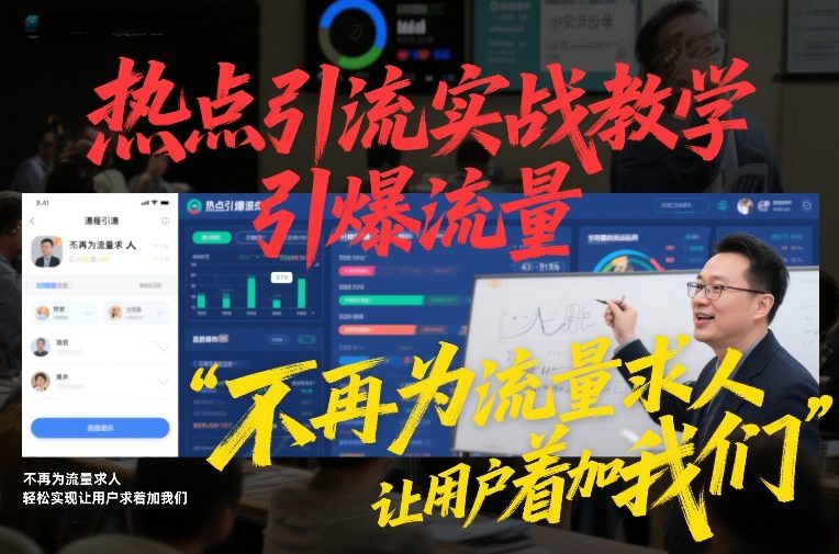 热点引流实战教学，引爆流量，不再为流量求人，轻松实现让用户求着加我们-知芽创业社