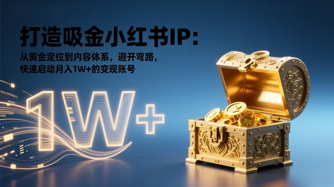 打造吸金小红书IP：从黄金定位到内容体系，避开弯路，快速启动月入1W+的变现账号-知芽创业社
