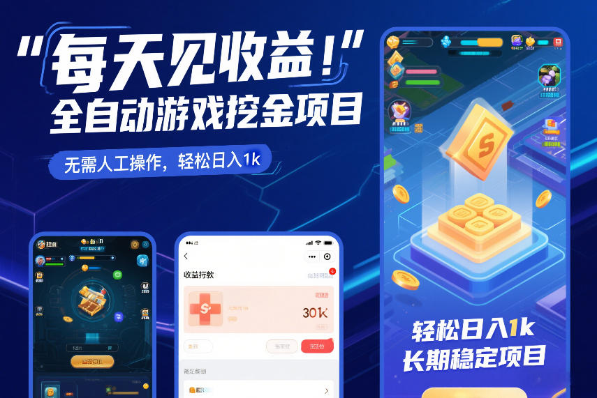 每天见收益，全自动游戏挖金项目，无需人工操作，轻松日入1k，长期稳定项目【揭秘】-知芽创业社