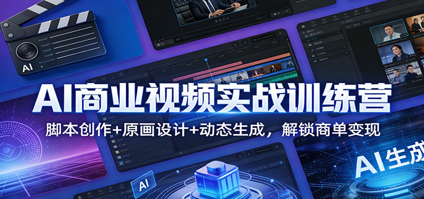 AI商业视频实战训练营：脚本创作+原画设计+动态生成，解锁商单变现-知芽创业社