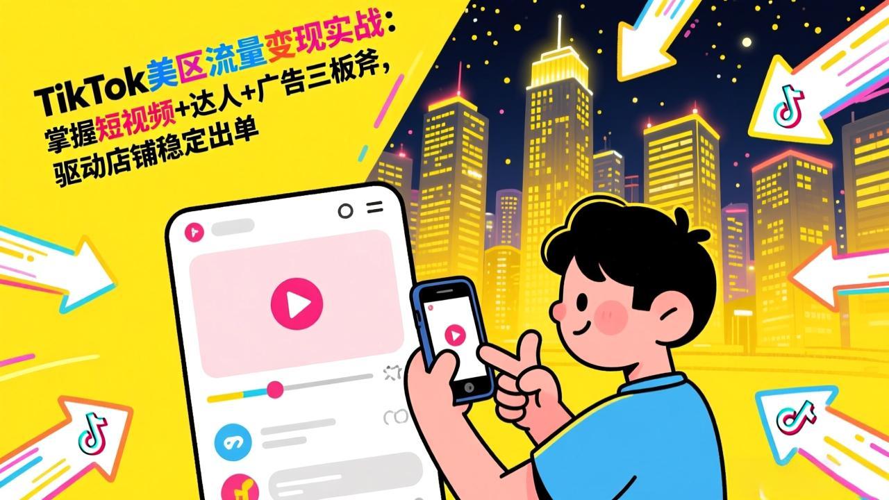 TikTok美区流量变现实战：掌握短视频+达人+广告三板斧，驱动店铺稳定出单-知芽创业社