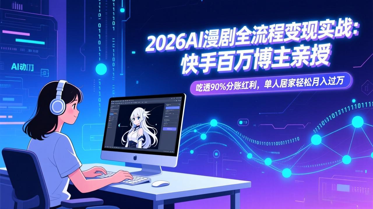 2026AI漫剧全流程变现实战：快手百万博主亲授，吃透90%分账红利，单人居家轻松月入过万-知芽创业社
