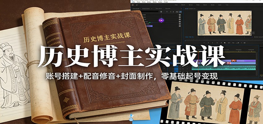 历史博主实战课：账号搭建+配音修音+封面制作，零基础起号变现-知芽创业社